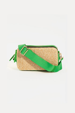 Fame Straw Contrast Crossbody Bag Trendsi