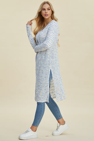 Double Take Full Size Open Front Longline Cardigan Trendsi