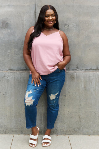 Sweet Lovely By Jen Full Size Scalloped Cami in Rosewood Trendsi