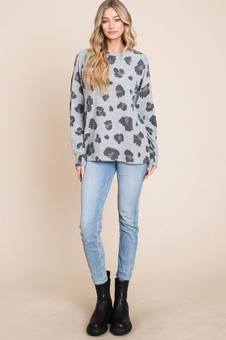 BOMBOM Leopard Drop Shoulder T-Shirt Trendsi