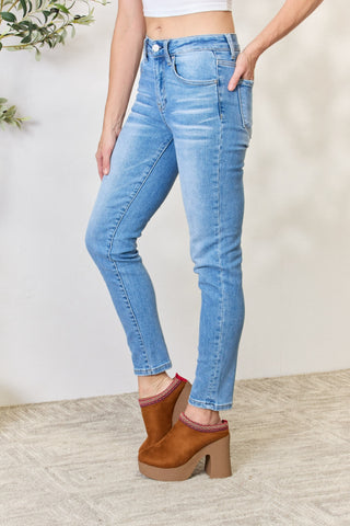 RISEN Full Size Mid Rise Skinny Jeans Trendsi