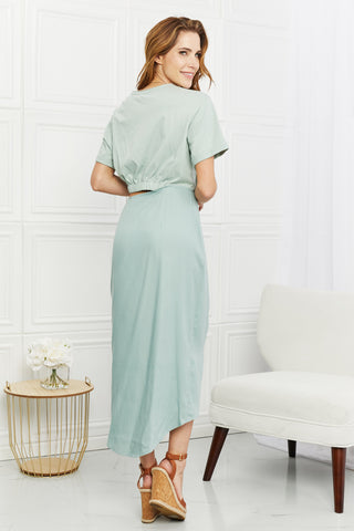 HEYSON Make It Work Cut-Out Midi Dress in Mint Trendsi