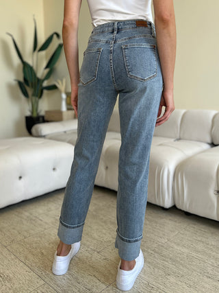 Judy Blue Full Size High Waist Cuff Hem Jeans Trendsi