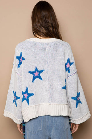 POL Long Sleeve Star Patch Sweater Trendsi