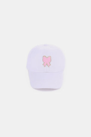 Zenana Ribbon Bow Chenille Patch Baseball Cap Trendsi