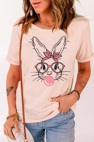 Rabbit Graphic Round Neck Short Sleeve T-Shirt Trendsi