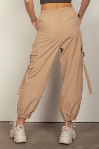 VERY J Elastic Waist Woven Cargo Pants Trendsi