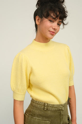 HYFVE Mock Neck Puff Sleeve Sweater Trendsi