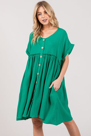 SAGE + FIG Full Size Button Up Short Sleeve Dress Trendsi