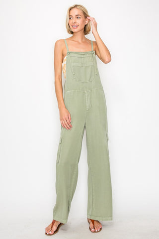 RISEN Wide Leg Tencel Overalls Trendsi