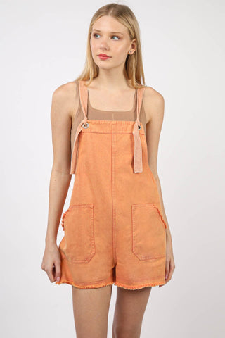 VERY J Washed Frayed Hem Denim Overall Trendsi