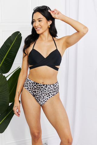 Marina West Swim Summer Splash Halter Bikini Set in Black Trendsi