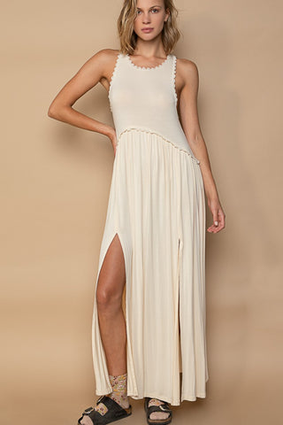 POL Sleeveless Back Zipper Front Slit Maxi Dress Trendsi