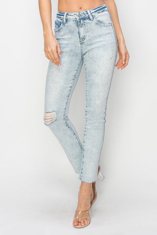 Risen Full Size High Rise Distressed Skinny Jeans Trendsi