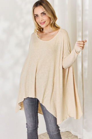 HEYSON Full Size Oversized Sharkbite Hem Top Trendsi