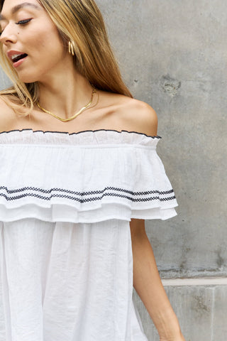 ODDI Full Size Off The Shoulder Ruffle Blouse Trendsi