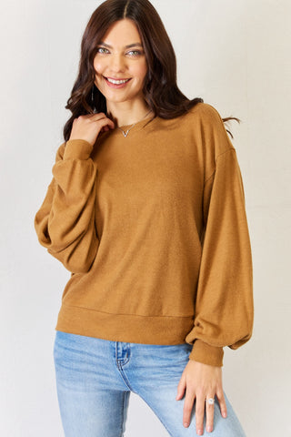 HYFVE Round Neck Long Sleeve Top Trendsi