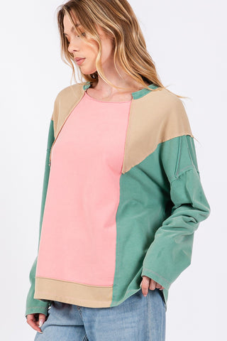 SAGE + FIG Mineral Wash Color Block Top Trendsi