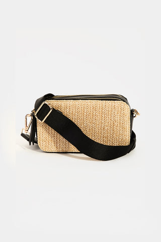 Fame Straw Contrast Crossbody Bag Trendsi