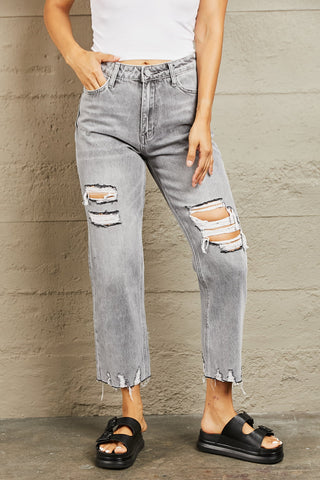 BAYEAS High Waisted Cropped Mom Jeans Trendsi