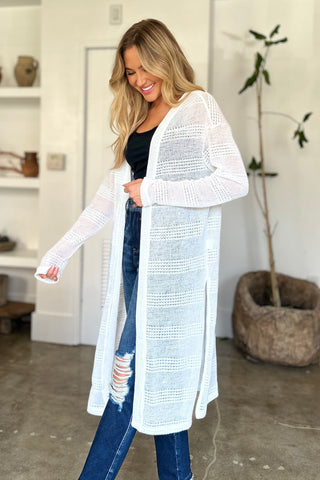 Double Take Full Size Open Front Longline Cardigan Trendsi