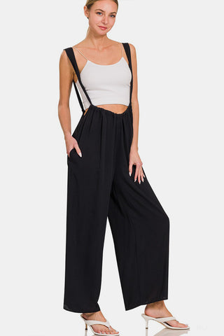 Zenana Tie Back Suspender Jumpsuit with Pockets Trendsi