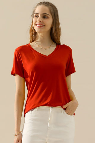 Ninexis Full Size V-Neck Short Sleeve T-Shirt Trendsi