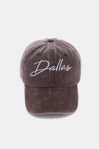 Zenana Washed DALLAS Embroidered Baseball Cap Trendsi