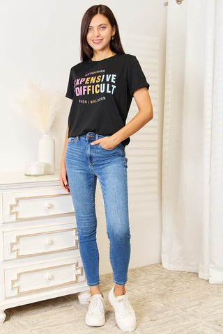 Simply Love Slogan Graphic Cuffed Sleeve T-Shirt Trendsi