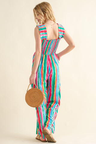 And The Why Full Size Striped Smocked Sleeveless Jumpsuit Trendsi