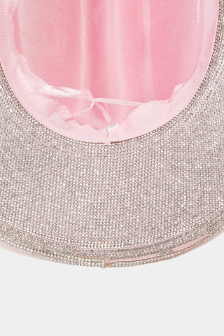 Fame Pave Rhinestone Trim Faux Suede Hat Trendsi