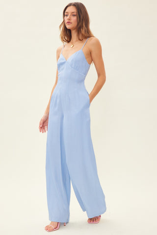 Idem Ditto Drawstring Back Sleeveless Wide Leg Jumpsuit Trendsi