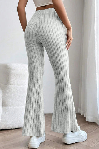 Basic Bae Full Size Ribbed High Waist Flare Pants Trendsi