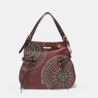 Nicole Lee USA Side Braided Tassel Inlaid Rhinestone Embroidery Hobo Bag Trendsi