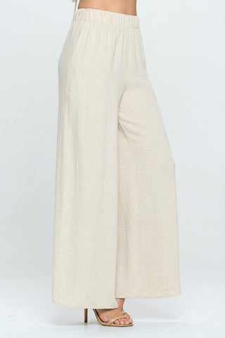 RENEE C Linen Wide Leg Pants with Pockets Trendsi