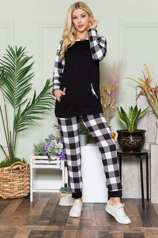 Celeste Plaid Long Sleeve T-Shirt with Pockets Trendsi