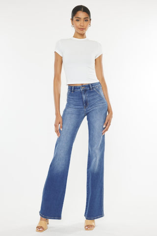 Kancan Ultra High Waist Gradient Flare Jeans Trendsi