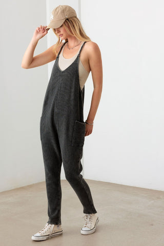 Le Lis Waffle Knit Side Pocket Jumpsuit Trendsi