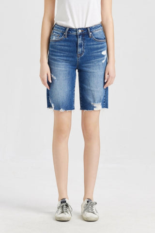 BAYEAS Full Size Super High Rise Denim Bermuda Shorts Trendsi