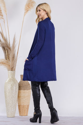 Celeste Full Size Open Front Cardigan with Pockets Trendsi