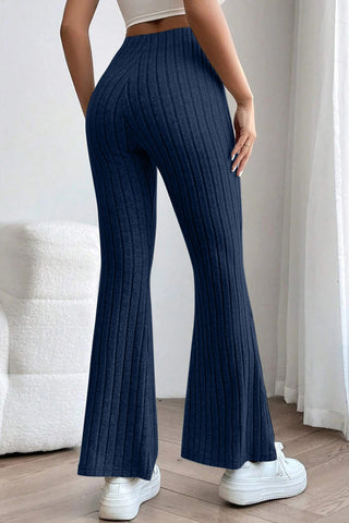 Basic Bae Full Size Ribbed High Waist Flare Pants Trendsi