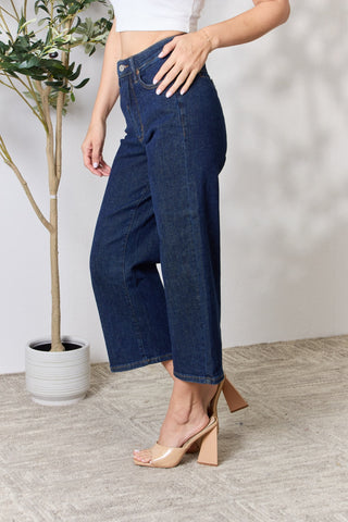 Judy Blue Full Size High Waist Cropped Wide Leg Jeans Trendsi