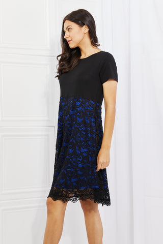 Yelete Full Size Contrasting Lace Midi Dress Trendsi