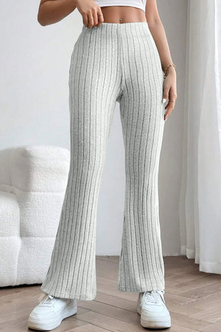 Basic Bae Full Size Ribbed High Waist Flare Pants Trendsi