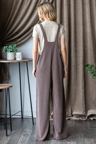 Heimish Full Size Ribbed Front Pocket Sleeveless Jumpsuit Trendsi