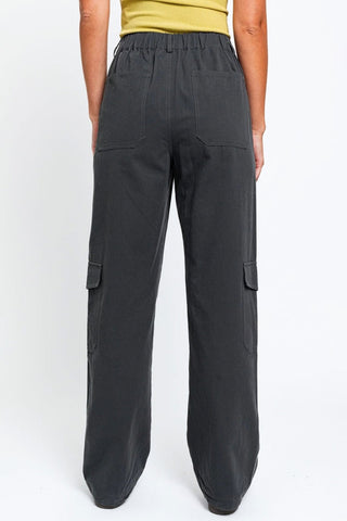 Le Lis High Waisted Wide Leg Cargo Pants with Pockets Trendsi