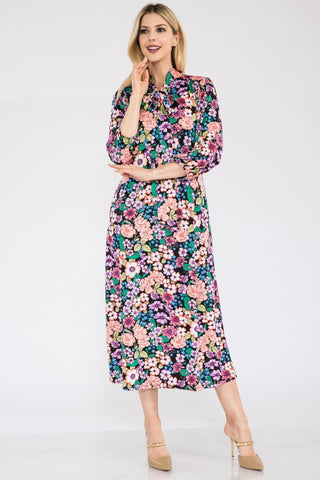 Celeste Full Size Floral Midi Dress with Bow Tied Trendsi