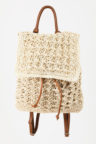 Fame Straw Braided Faux Leather Strap Backpack Bag Trendsi