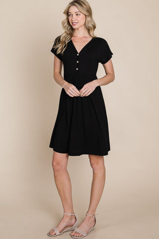 BOMBOM V-Neck Short Sleeve Dress Trendsi