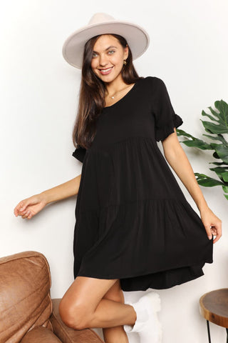 Mandy V-Neck Flounce Sleeve Tiered Dress Trendsi